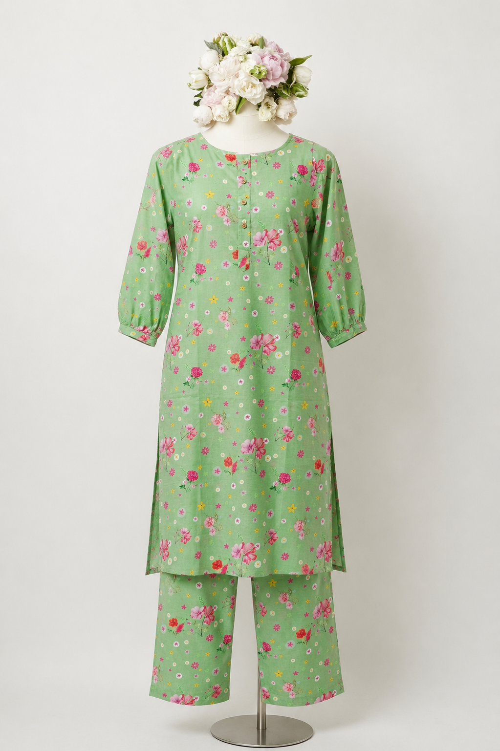 Petal Princess Green Kurta Co-ord Set