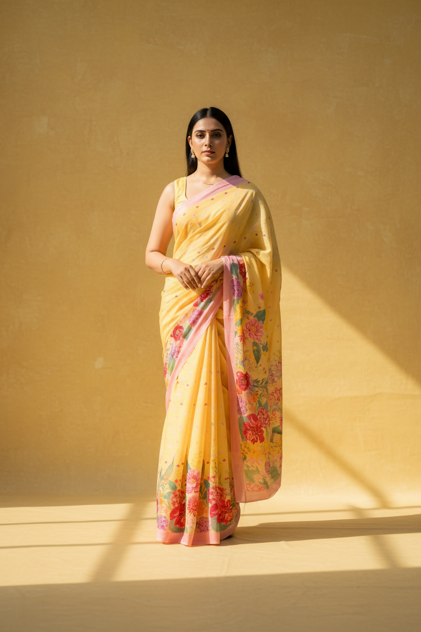 FLORA yellow saree