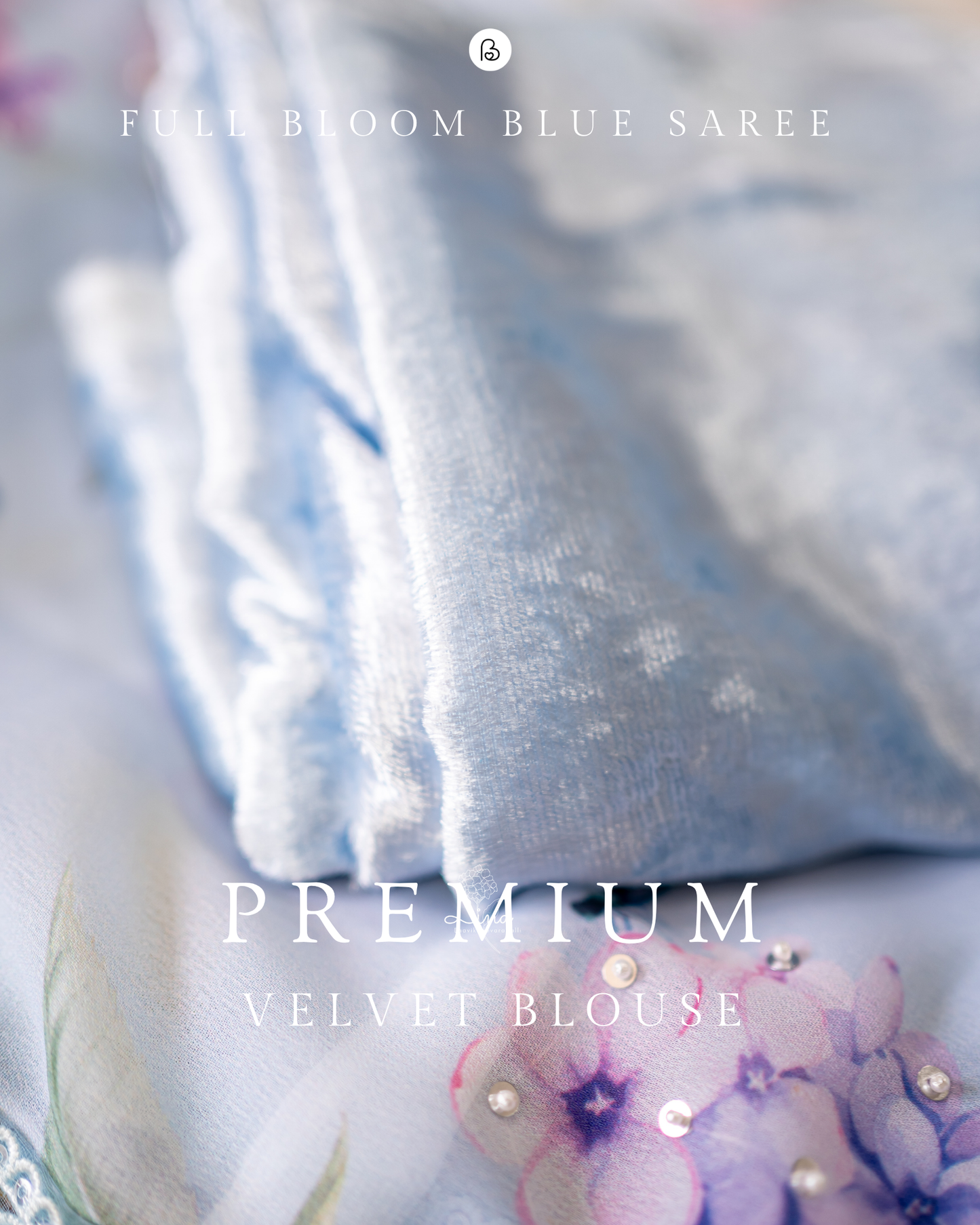 LINA Full Bloom Blue Saree
