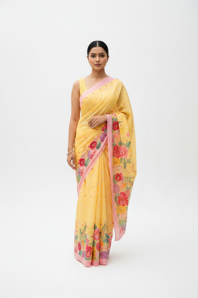 FLORA yellow saree