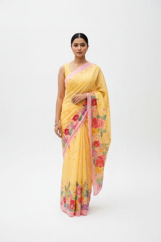 FLORA yellow saree